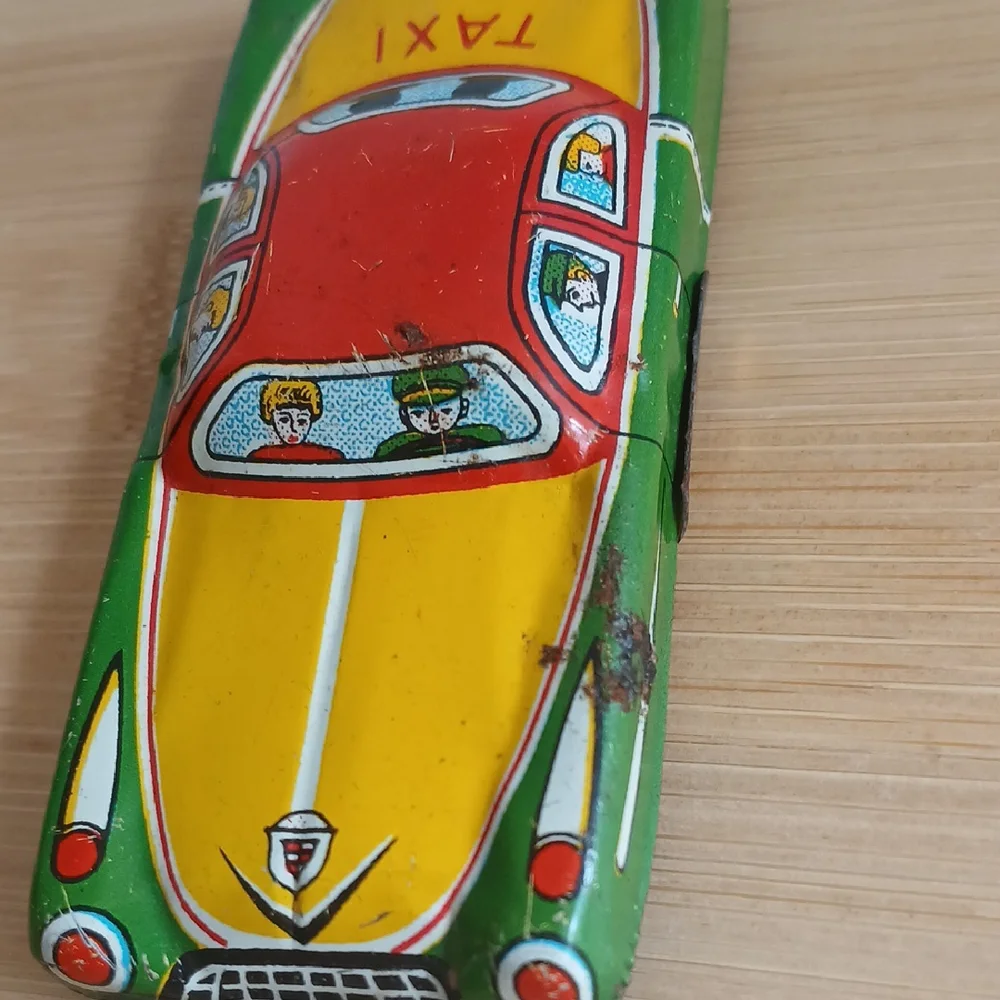 Vintage Tin Toy Taxi Car 1950's